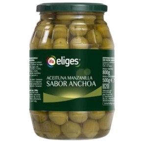 Aceitunas Manzanilla Sabor Anchoa IFA Barril  500 Gr