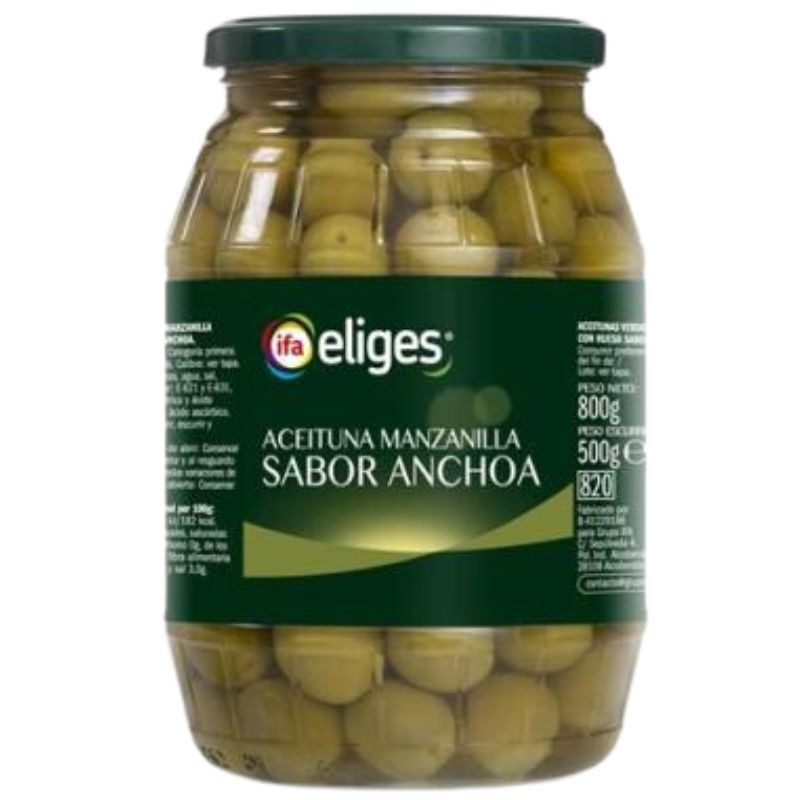 Aceitunas Manzanilla Sabor Anchoa IFA Barril  500 Gr | Cash Borosa