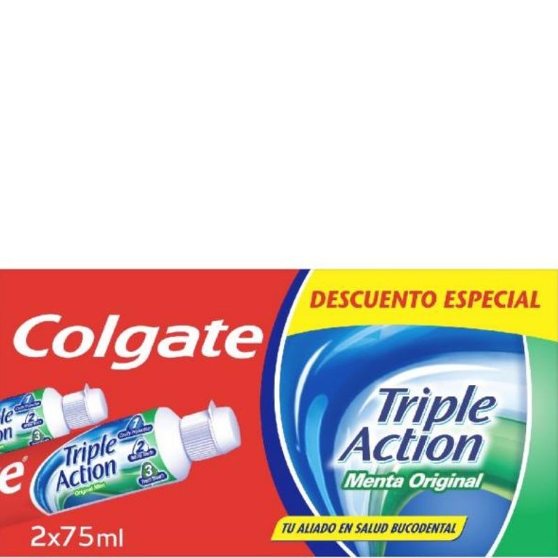 Dentifrico COLGATE Total Triple Accion Pack 2 UND x 75 ML | Cash Borosa