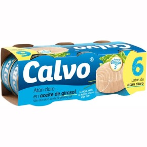 Atun Claro en Aceite de Girasol CALVO 4.5€ Pack 6