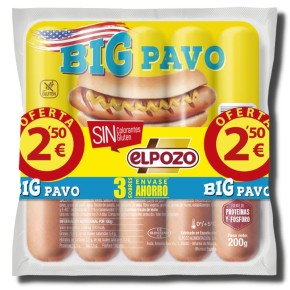 Salchichas Big Pavo ELPOZO 2.5 € Pack 3 X 200 GR