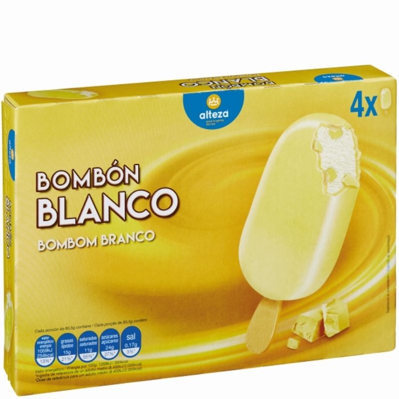 Helado Bombon Blanco ALTEZA Pack 4 UND | Cash Borosa