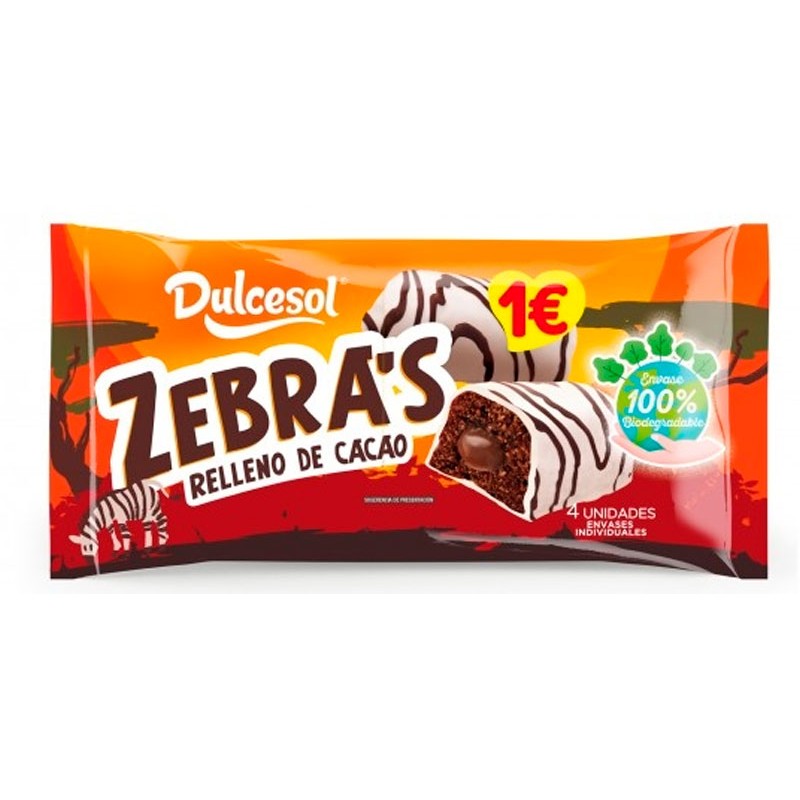 Zebras DULCESOL Rellenas de Cacao 4 UND | Cash Borosa
