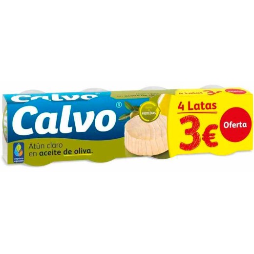 Atun Claro en Aceite de Oliva CALVO  4€ Pack 4 | Cash Borosa