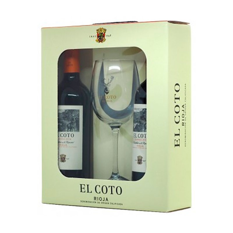 Estuche Vino D.O Rioja El Coto Crianza 2 UND + 1 Copa | Cash Borosa