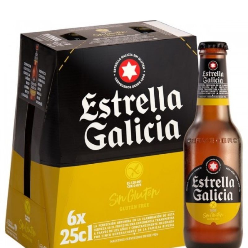 Cerveza Botellin ESTRELLA DE GALICIA Sin Gluten 6 x 25 CL | Cash Borosa