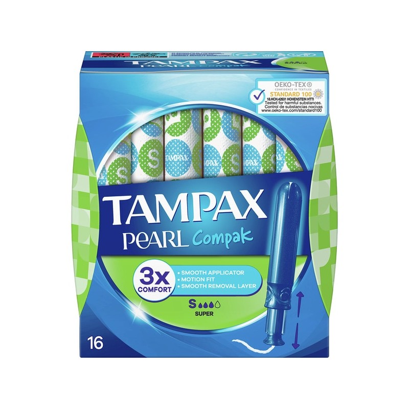 Tampon TAMPAX Compak Pearl Super 16 UND | Cash Borosa