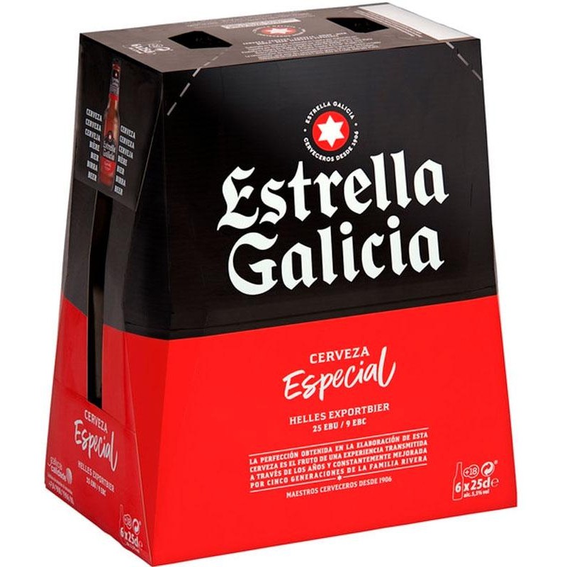 Cerveza Tercio ESTRELLA DE GALICIA Pack 6 UND X 33 CL | Cash Borosa