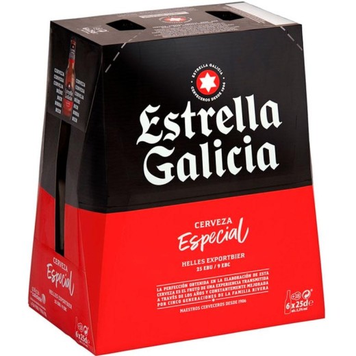 Cerveza Tercio ESTRELLA DE GALICIA Pack 6 UND X 33 CL | Cash Borosa