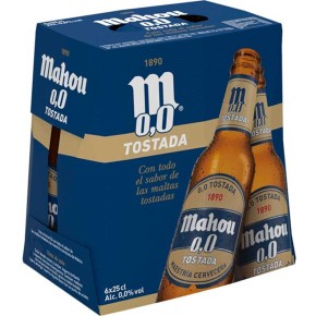 Cerveza Botellin MAHOU 00 Tostada 6 UND X 25 CL