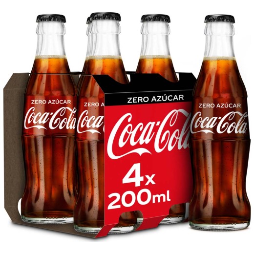 Refresco COCA COLA Zero Botellin Pack 4 UND X 20 CL | Cash Borosa