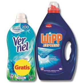 Detergente WIPP Gel 37 Lavados + Suavizante VERNEL Limpio L | Cash Borosa