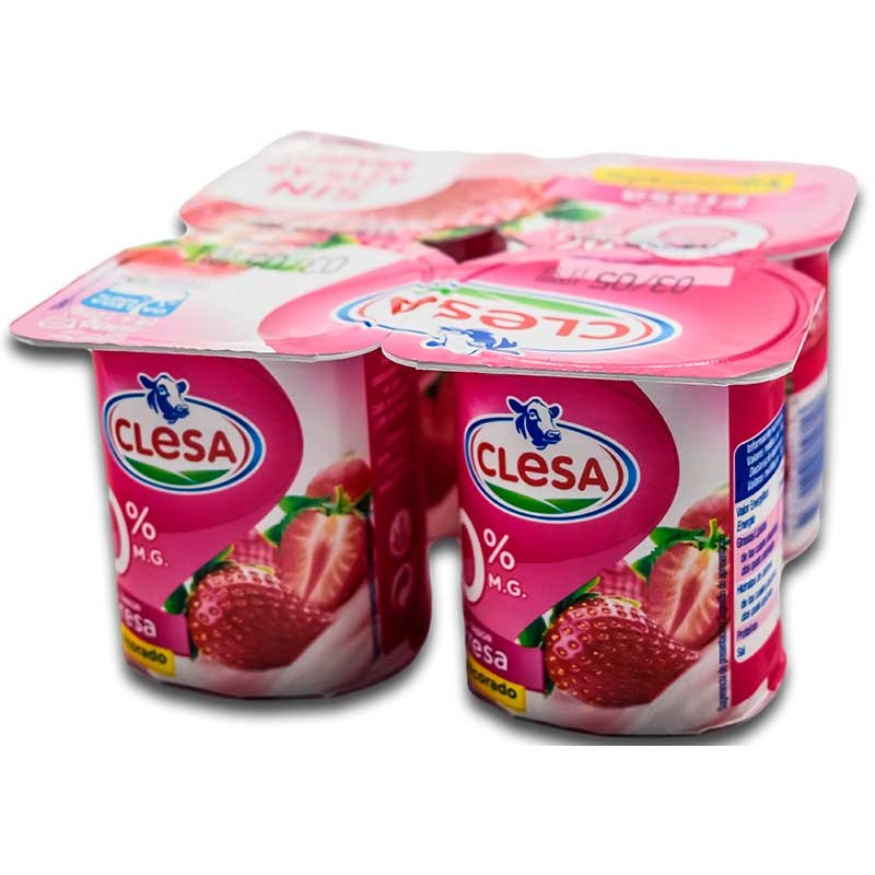 Yogur Sabor Fresa CLESA Desnatado 0% X4 125 GR | Cash Borosa