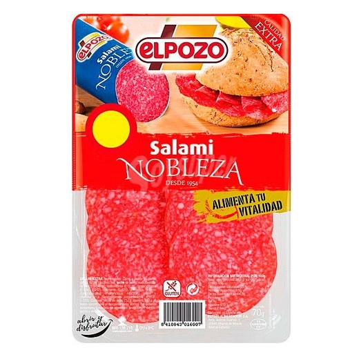Salami Lonchas Nobleza ELPOZO 1 €  65 GR | Cash Borosa