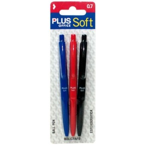 Boligrafo PLUS SOFT BLISTER  3 Colores