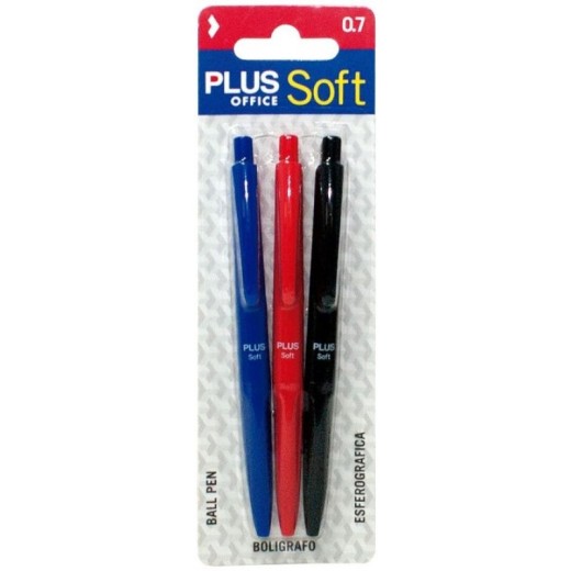 Boligrafo PLUS SOFT BLISTER  3 Colores | Cash Borosa