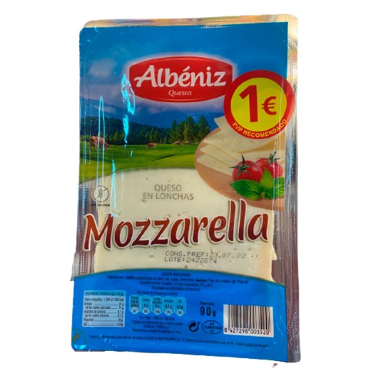 Queso Lonchas Mozzarella ALBENIZ 65 GR 1 € | Cash Borosa
