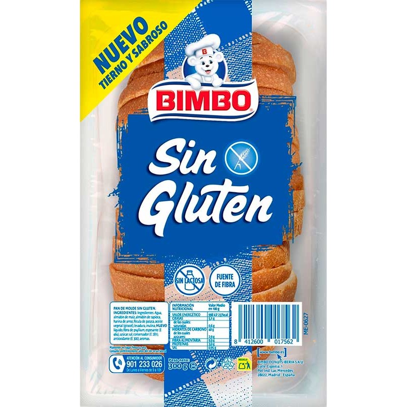 Pan Molde Sin Gluten BIMBO Blanco 300 GR | Cash Borosa