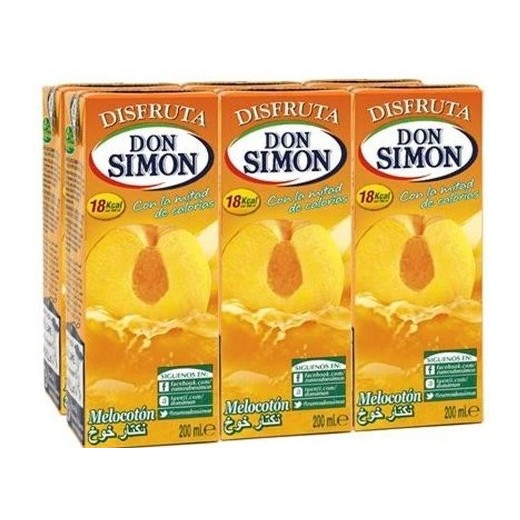 Nectar Sin Azucares de Melocoton DON SIMON 6 UND x 200 ML | Cash Borosa