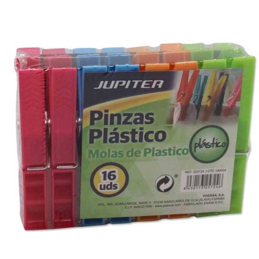 Pinzas Plastico Jupiter 16 Unidades | Cash Borosa