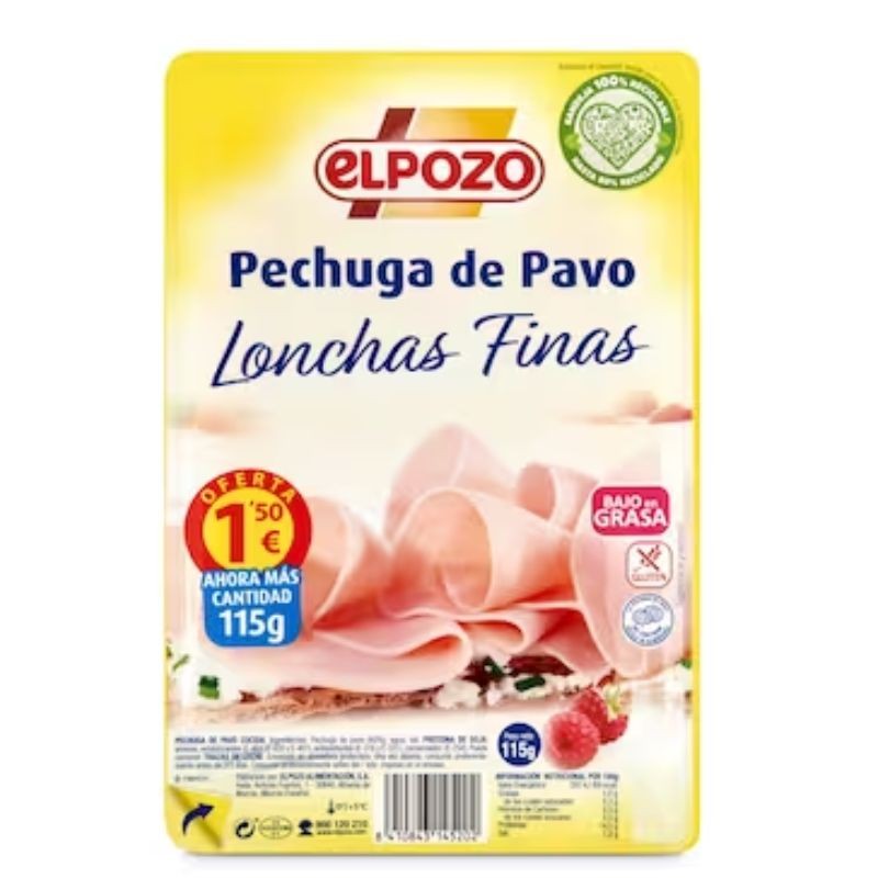 Pechuga De Pavo Lonchas ELPOZO 1.5 €  115 GR | Cash Borosa