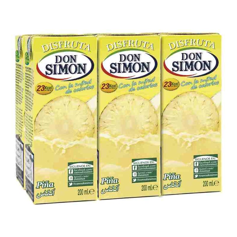 Nectar Sin Azucares de Piña Disfruta  DON SIMON 6 x 200 ML | Cash Borosa