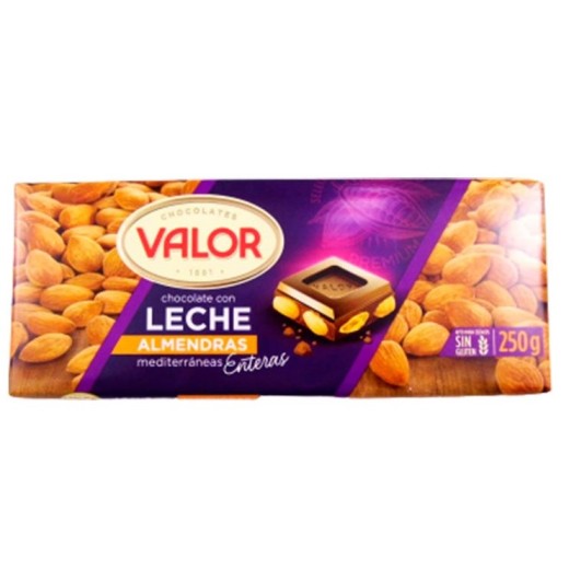 Chocolate con Leche y almendras VALOR 250 Gr  | Cash Borosa