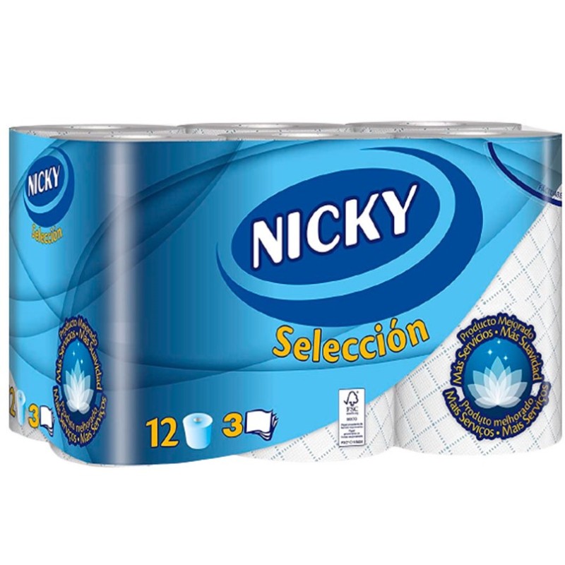 Papel Higienico 12 Rollos NICKY Seleccion Azul Perfumado | Cash Borosa