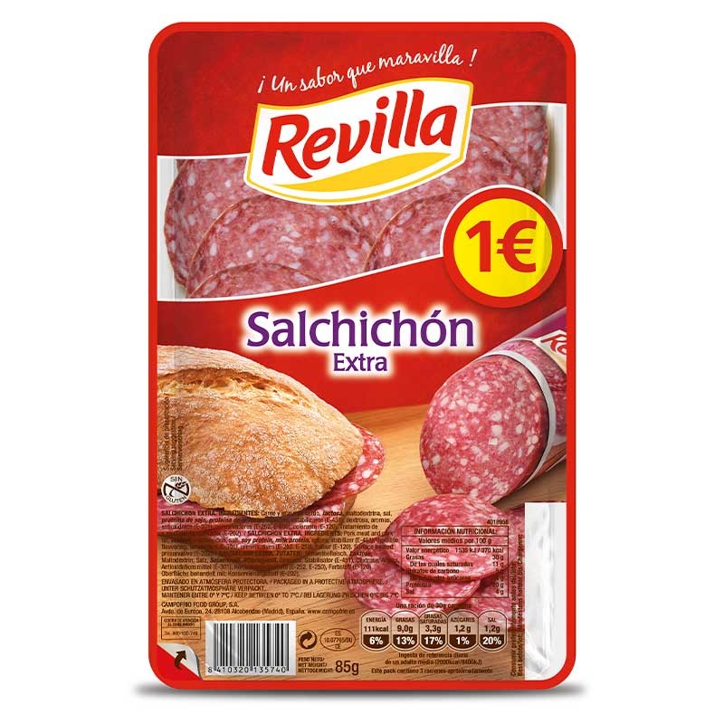 Salchichon Lonchas Revilla 1.10 € 65 Gr | Cash Borosa