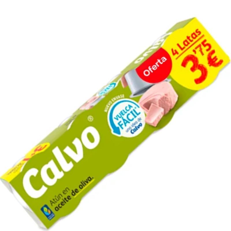 Atun Claro  Aceite de Oliva Virgen Extra CALVO 3.75 € Pack 4 | Cash Borosa