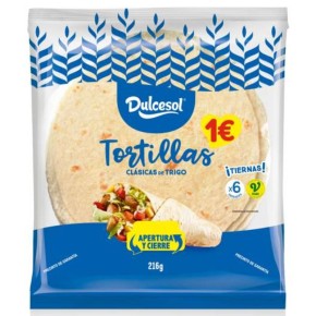 Tortilla Trigo DULCESOL 1€ 6+2 Und 360GR