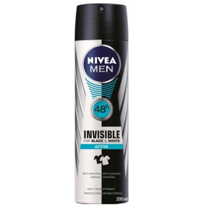 Desodorante NIVEA Men Invisible Black & White Active 200 ML | Cash Borosa