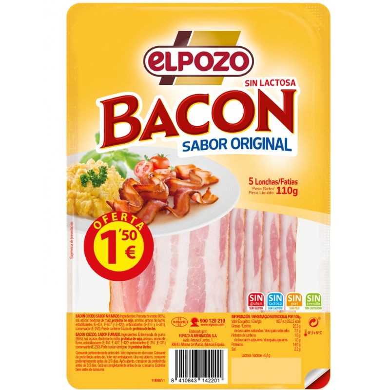 Bacon En Lonchas 1.50€  ELPOZO 110+10 GR | Cash Borosa
