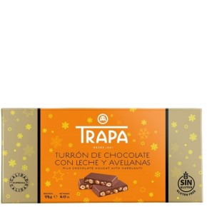 Turron de Chocolate con Leche y Avellanas TRAPA 175 GR | Cash Borosa