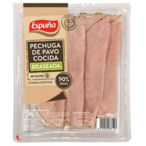 Pechuga de Pavo Cocida Braseada 90% Carne ESPUÑA 110GR