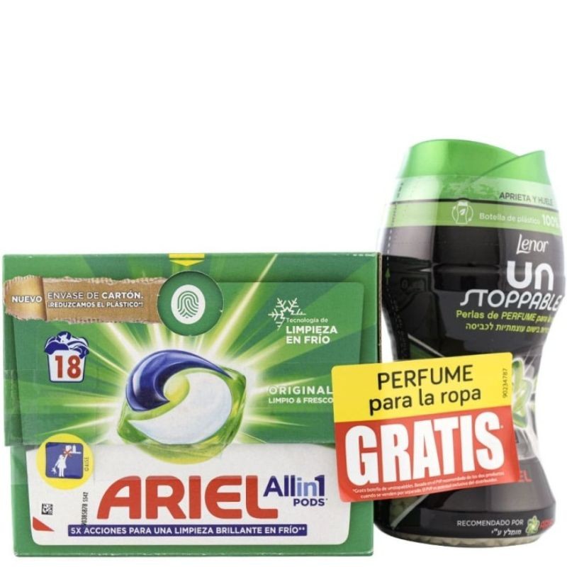 Detergente Ropa Capsulas ARIEL 3en1 25 UND +Perfumador Lenor | Cash Borosa