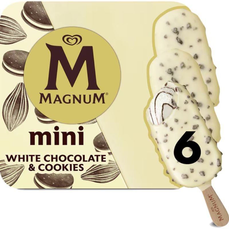 Helado Bombon Mini Magnum Cookies Choco Blanco 6 UND | Cash Borosa