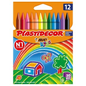 Cera PLASTIDECOR Kids  PACK 12 UND colores